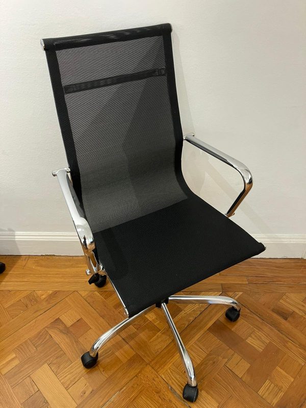 silla-giratoria-oficina-regulable-negra-acero-gromado-segunda-mano-barcelona